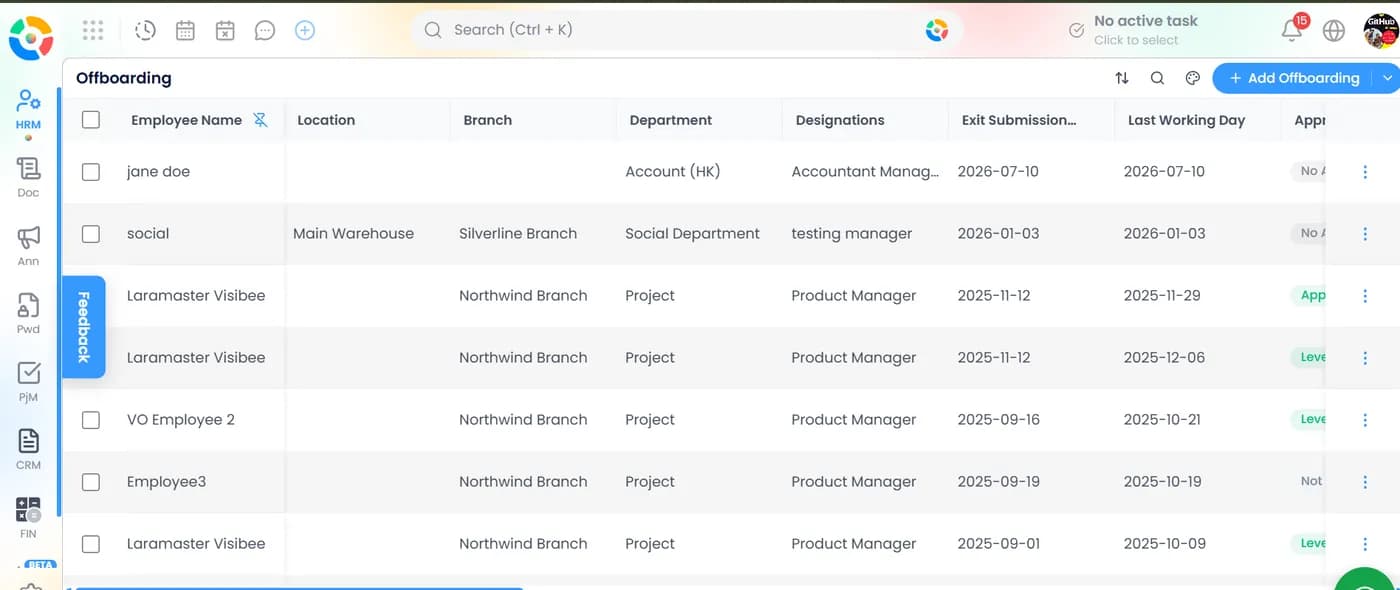 Structured offboarding — from exit request to last day