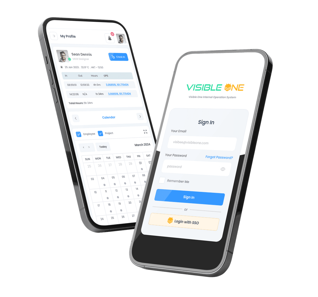 asDayOne mobile app — profile dashboard and sign-in screens